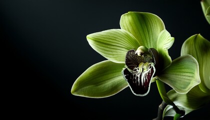 elegant orchid bud black and green contrast