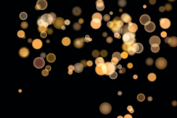 Abstract color shining bokeh isolated on transparent background. Lights and sparks glitter glowing effect. Lens flare Christmas or New Year holiday card.