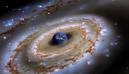 Cosmic vortex with planets and stars merging into a single glowing orb, epic surreal space scene, highly detailed digital art, galactic energy, celestial phenomena, vibrant universe