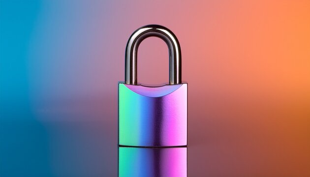 iridescent lock on vibrant gradient