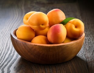 fresh apricots wooden bowl summer healthy fruit