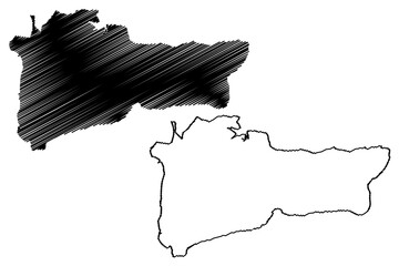 Great island (Republic of Ireland) map vector illustration, scribble sketch An tOilean Mor map © danlersk