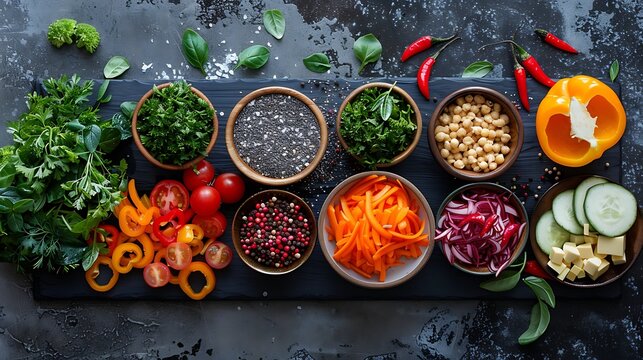 Fresh ingredients for a healthy salad or meal preparation - Powered by Adobe