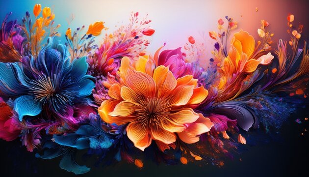 vibrant floral artistry in a dynamic abstract style