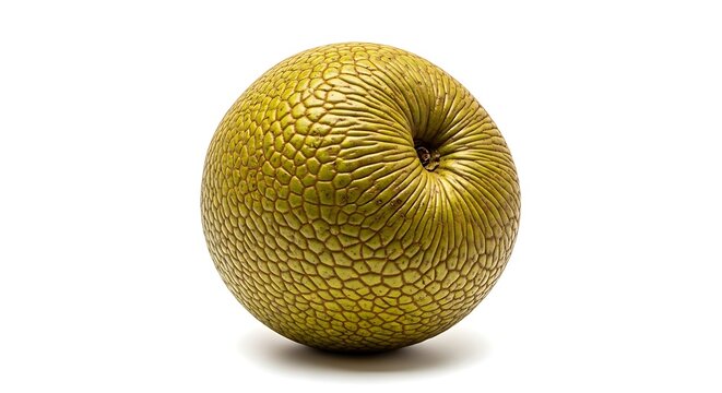 Unusual textured golden fruit with a dimpled surface on a white background