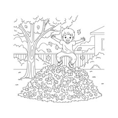 Autumn Playtime Coloring Page
