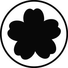 Illustration simple Sakura flower in black circle silhouette vector