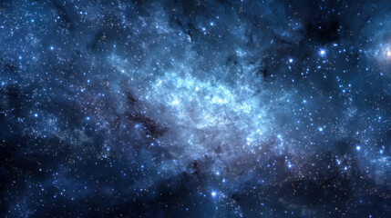 Space background with colorful nebula Galaxy Cloud. Bright galaxy shimmering neon blue purple colors with distant stars. Mysterious alien star system purple green planets orbiting a bright glowing sun