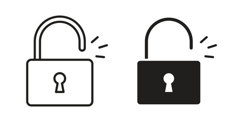 Unlock icon silhouette abstract design. vector clipart designs