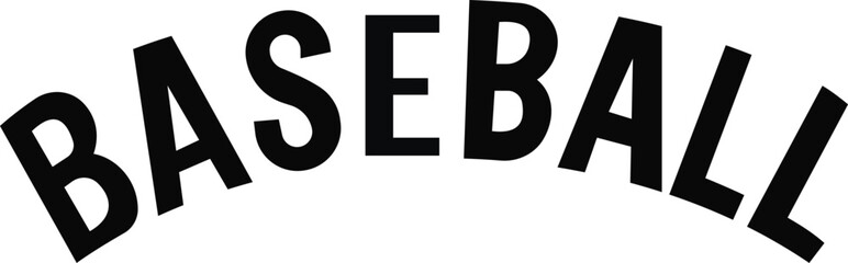 This striking typography design showcases the word "BASEBALL" in an arched, bold font. The energetic and playful style resonates with the spirit of the sport, making it ideal for team logos, merchandi