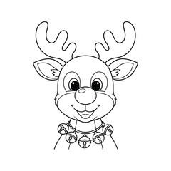 Christmas Reindeer Face Coloring Page