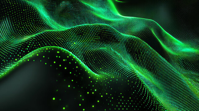 Abstract gradient particle waves seamlessly flowing with soft purple light and bokeh. Orange and blue digital waves. Technology, engineering, science, and artificial intelligence background