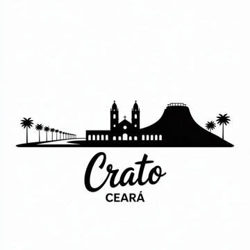 Crato Skyline Silhouette &mdash; Gateway to Chapada do Araripe in Cear&aacute; Brazil Vector Illustration