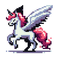 Majestic Pixel Art Unicorn with Wings A Nostalgic Digital Dream