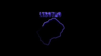 Lesotho map silhouette with glowing purple outline and text image