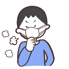 咳をするマスクの男性のイラスト