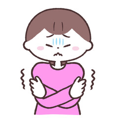 震える女性のイラスト