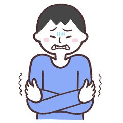 震える男性のイラスト