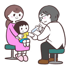予防接種を受ける子供のイラスト