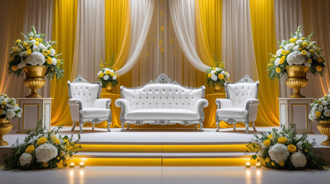 Traditional wedding stage with flower