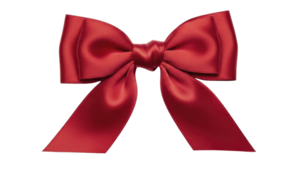 Red satin Christmas gift bow on a transparent background PNG image