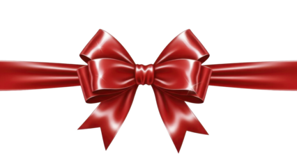  A glossy red gift ribbon bow on a transparent background PNG image for festive holiday celebrations
