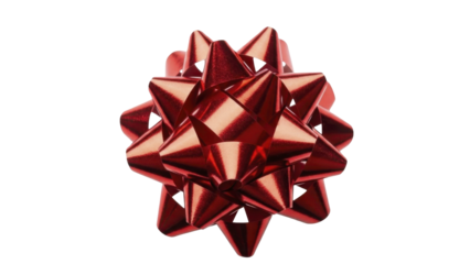 Shiny red Christmas gift bow on a transparent background, PNG image, PNG file