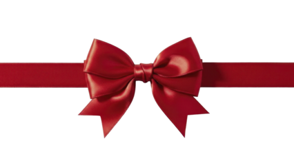 Vibrant red Christmas gift ribbon bow on a transparent background, PNG image, PNG file