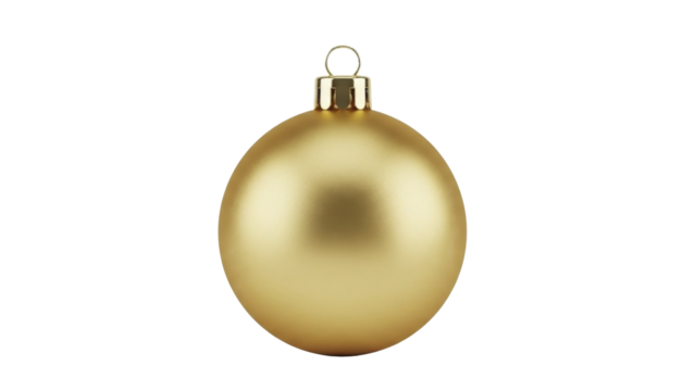 Gold Christmas Bauble Ornament on a transparent background, PNG image