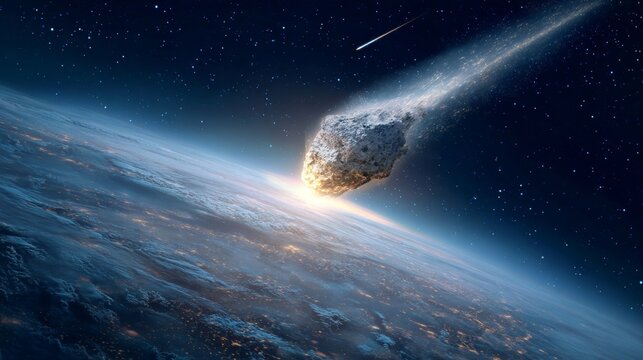 asteroid crashing into the earth