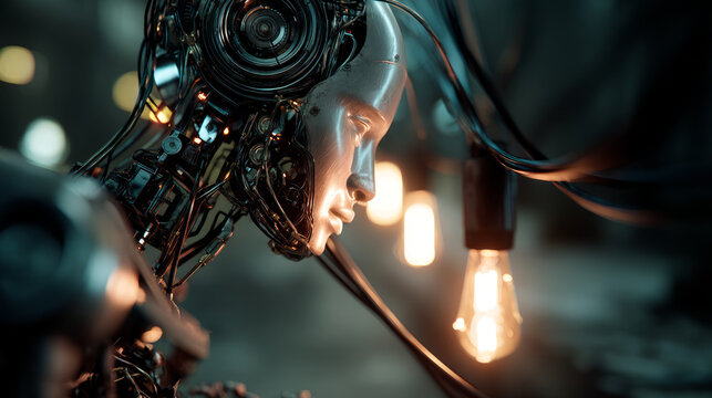 Advanced Technology Visualization: processor microchip starting artificial intelligence digitalization of neural networking and Cloud Computing. Digital lines move data, quantum computer interior,