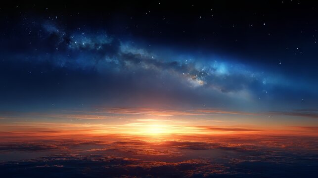 starry sky, a blue and orange gradient