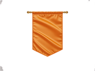 Orange pennant banner hanging on a black background