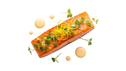 Gourmet salmon fillet presentationisolated on transparent background for culinary design projects