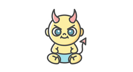 Cute baby devil icon with a mischievous expression, perfect for playful themes.