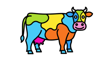Vibrant and Happy Cartoon Cow Illustration on White Background