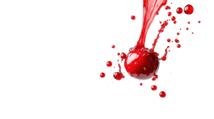 Cranberry Splash with Juicy Red Droplets  on Transparent Background
