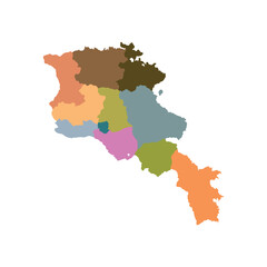 Obraz premium Armenia map with province area multicolor vector illustration design