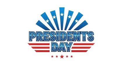 Presidents day patriotic graphic with stars and stripes isolated on white background