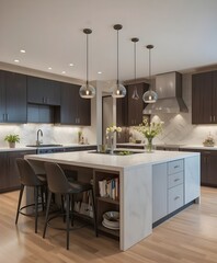 modern kitchen interior with island