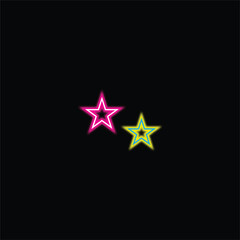 Neon Stars on Black Background