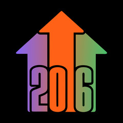 Fototapeta premium Upward arrow emblem with gradient colors and number 206