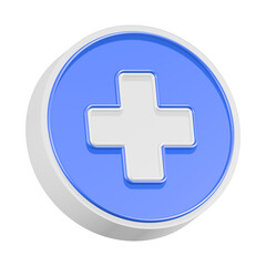 3d rendering icon medical service blue button
