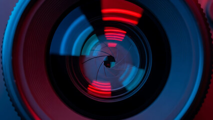 Abstract circular motion with red and blue lights