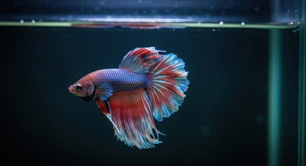Colorful betta fish in aquarium