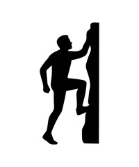 Simple climbing up man silhouette. Outdoor sport activity icon.