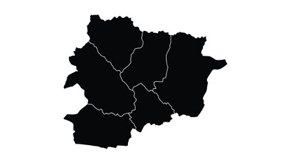 Fototapeta premium Black silhouette map of andorra on a white background for design purposes