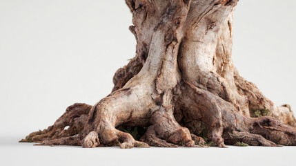Intricate, weathered tree roots spread wide, symbolizing strength and deep connection to the earth.
