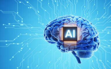 Illustration of artificial intelligence brain with circuit board concept