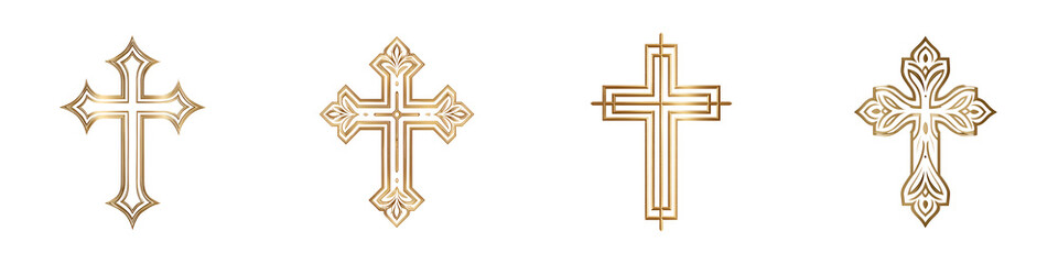 Golden Cross Collection: Ornate Religious Symbol Set